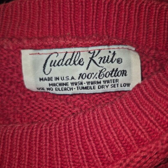Cuddle Knit Vintage 1980's Sweater Red Short Sleeve Retro USA Grannycore Cottage - Picture 5 of 5
